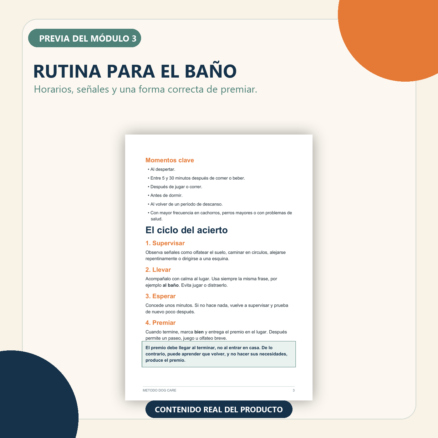 Previa del módulo 3: rutina para el baño con horarios y señales